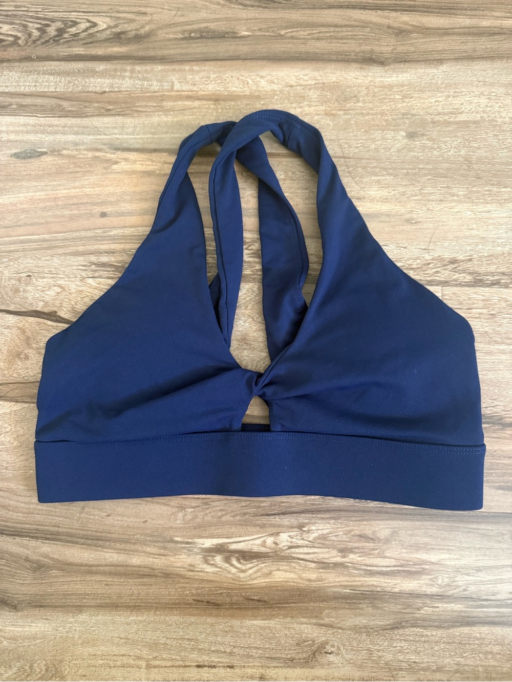 Fabletics Navy Oasis Knot-Front Sports Bra